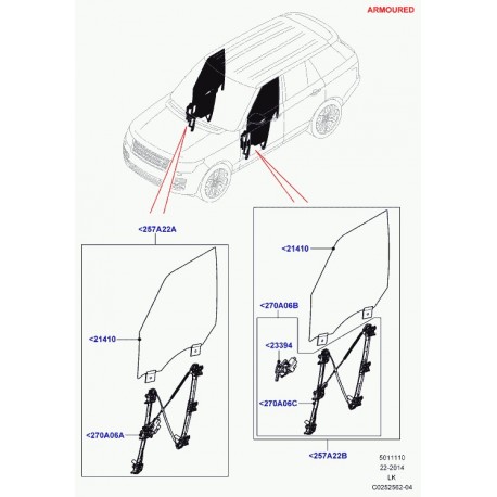 Land rover moteur commande de glace de porte Range L405 (LR066198)