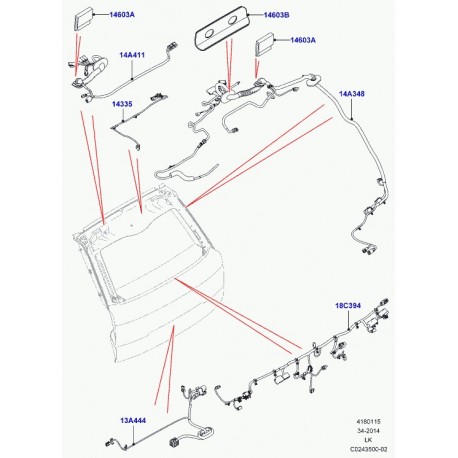 Land rover passe-fil cablage Range L405 (LR066362)