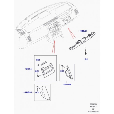 Land rover finition centrale tablier Range L405 (LR067271)