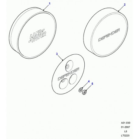 Land rover ecrou a six pans roue de secours Defender 90, 110, 130 et Discovery 1 (MXC7887)