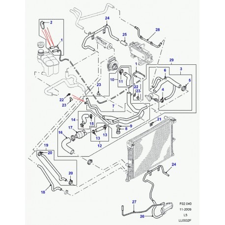 Land rover tuyau flexible d'entree d'eau Discovery 2 (PEH101112)