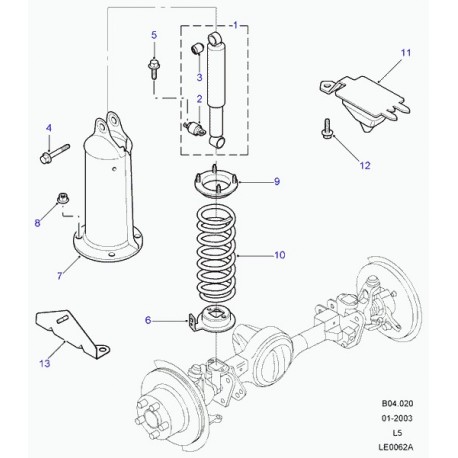 Land rover ressort helicoide Discovery 2 (REB000330)