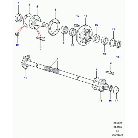 Land rover moyeu de roue avant ou arriere Defender 90, 110, 130 et Discovery 1 (RUB500240)