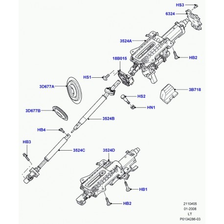 Land rover capteur-rotation du volant Discovery 3, Range Sport (SRO500110)