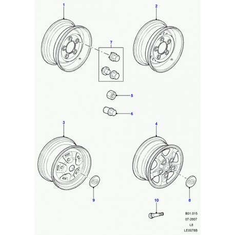 Land rover roue (acier) Defender 90, 110, 130 (VPLDW0095PVT)