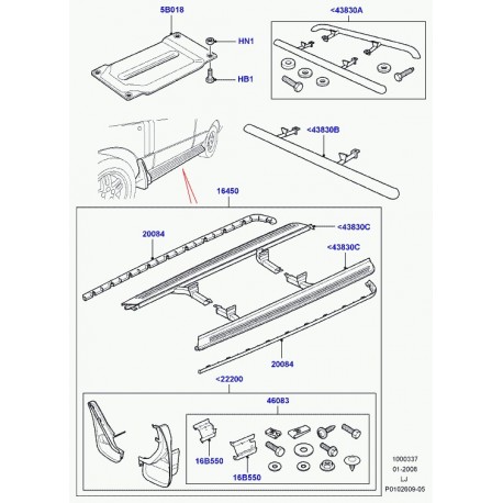 Land rover profile d'insertion enjoliveur Range L322 (VUB001300)