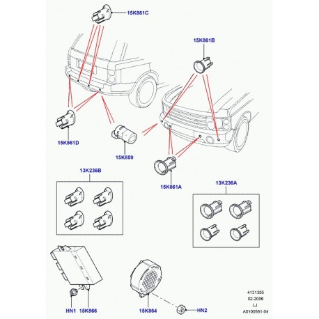 Land rover kit indicateur distance avant Range L322 (VUB503800LML)