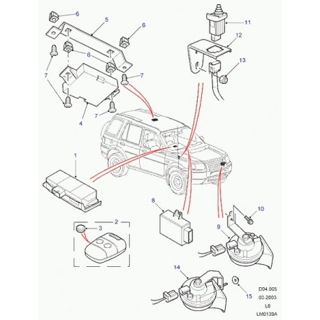 Land rover telcommande alarme antivol Freelander 1 (YWX101210)