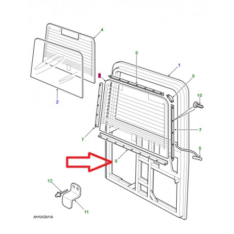 Land rover retenue basse de vitre arriere defender (333032)