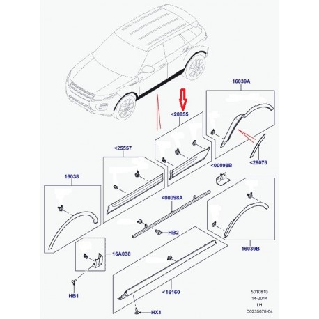 Land rover moulure arriere droite exterieure porte Evoque (LR044670)