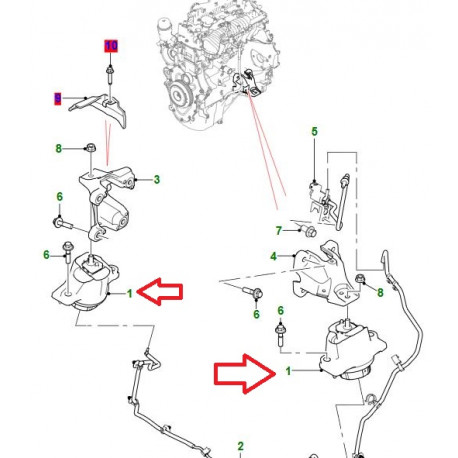 Jaguar support moteur avant gauche ou droite (T4N37216)