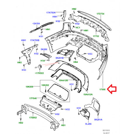 Land rover pare-chocs arriere (LR112603)