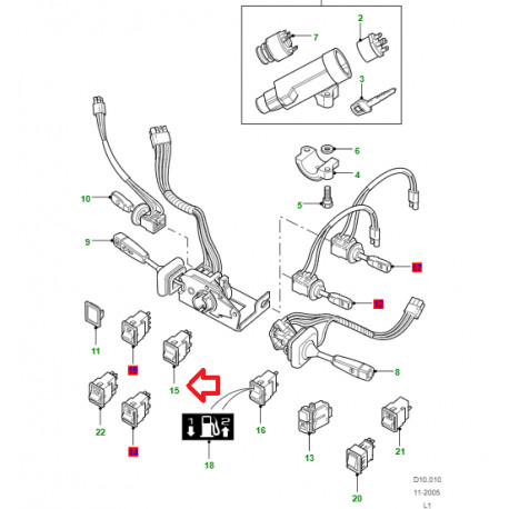 Land rover commutateur feu brouillard ar (YUE100530)