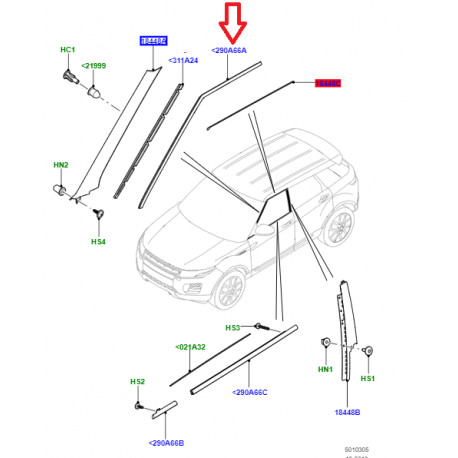 Land rover enjoliveur pare brise gauche (LR055825)