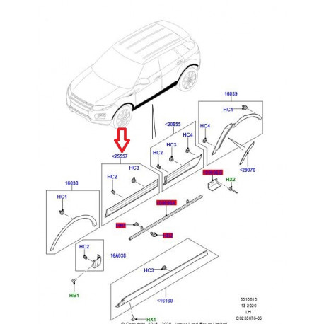 Land rover moulure exterieure-porte droite (LR080341)