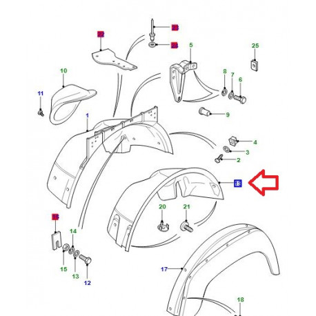 Britpart passage de roue gauche Defender 90, 110, 130 (LR053804LR)