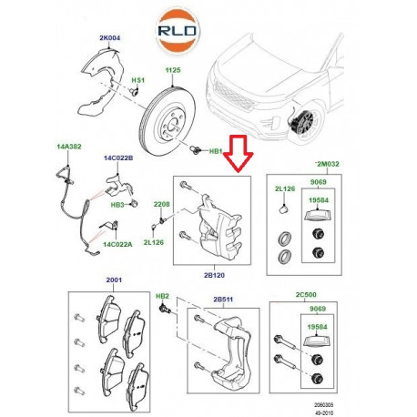 Land rover etrier frein avant gauche (LR091303)