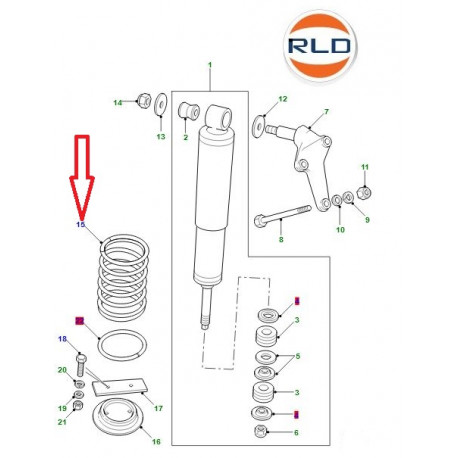 Land rover ressort helicoide Defender 90, 110, 130 (NRC9448)