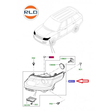 Land rover phare avant droit (LR067208)