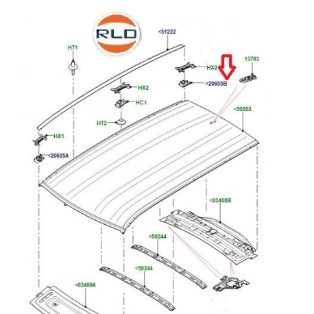 Land rover clip fixation arriere gauche  garnissage toit (LR061145)