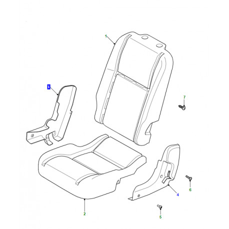 Land rover cache laterale de siege arriere gauche interieur droit Defender (HXT501340PUY)