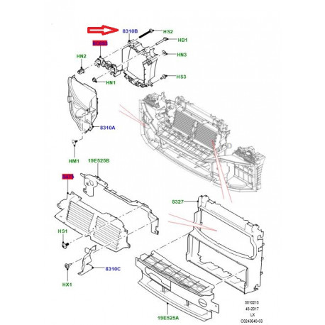 Land rover Support de radiateur additionel gauche RR Sport (LR124851)