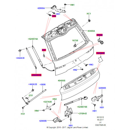 Land rover ELMT HAYON inferieur (LR159598)