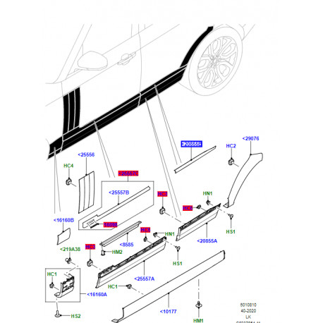 Land rover moulure exterieure - porte gauche (LR105113)