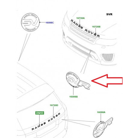 Land rover monogramme SVR avant (LR066553)