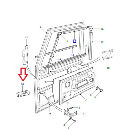 Land rover support droit porte avant DEFENDER (LR020252)