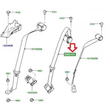 Land rover ceinture de securite (LR079162)