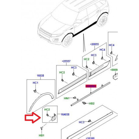 Land rover enjoliveur aile avant droit ARRIERE EVOQUE (LR079233)