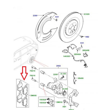 Land rover Plaquette de frein arriere RANGE VELAR (LR122689LR)