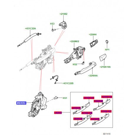 Britpart serrure de porte arriere gauche demarrage et ouverture sans cle (LR091351B)