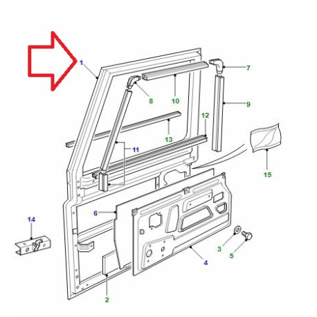 Land rover porte avant Defender 90, 110, 130 (LR029310LR)