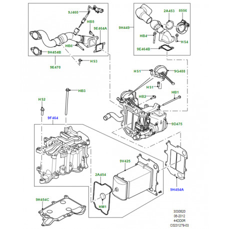 Land rover refroidisseur recirculation gaz echappement Range L405,  Sport (LR106274)