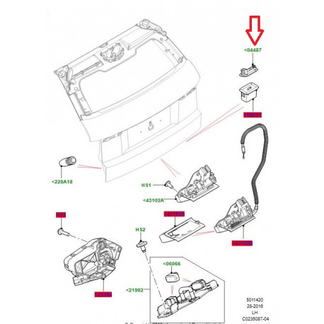 Land rover obturateur Evoque et Range L405,  Sport (LR028982)