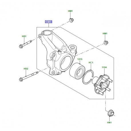 Land rover porte-fusee avant droit (LR109399)