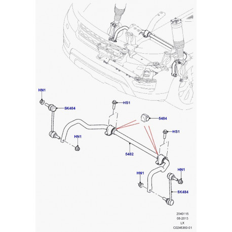 Land rover barre stabilisatrice Range Sport avec silent blocs et attaches (LR166807)