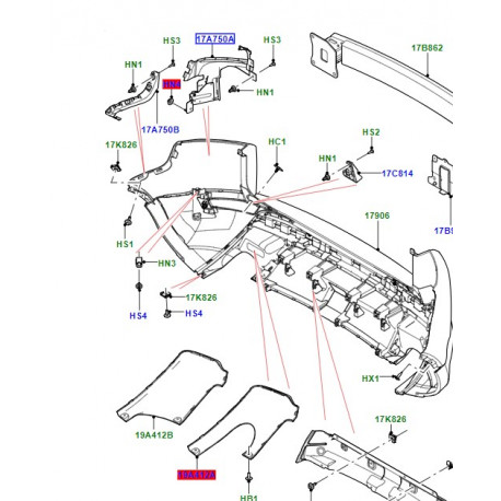 Land rover support pare-chocs Evoque droit (LR099648)