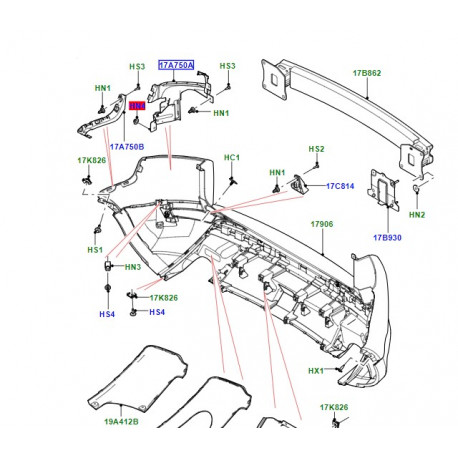 Land rover support pare-chocs Evoque gauche (LR099649)