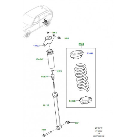 Land rover ressort helicoide arriere (LR090651)