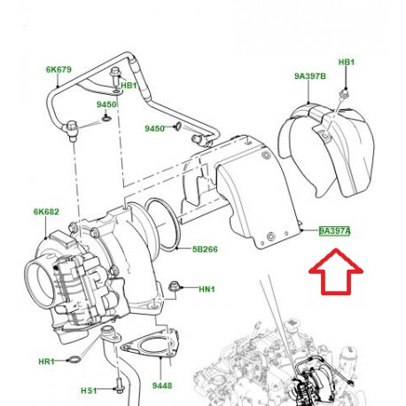 Land rover BOUCLIER THERMIQUE TURBOCOMPRESSEUR (LR125348LR)