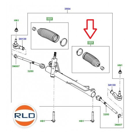 Land rover soufflet de cremaillere (LR002682)