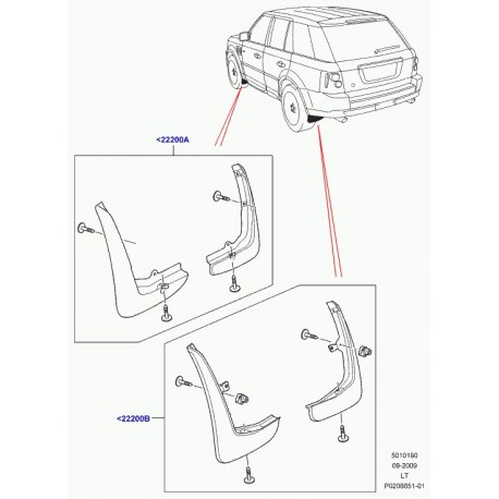 Land rover paire de bavettes arriere Range Sport (VPLSP0016LRB)