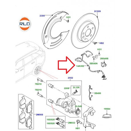 Land rover cablage-avertis. usure seg. frein (LR090709)