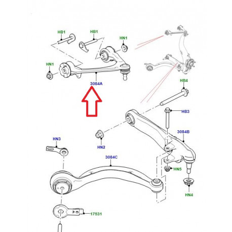 Land rover Triangle avant supérieur gauche VELAR (LR117883LR)