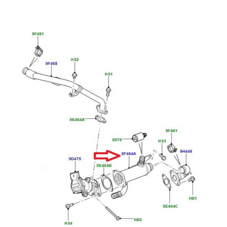 Land rover refroidisseur egr Discovery 3, Range Sport (LR004535)