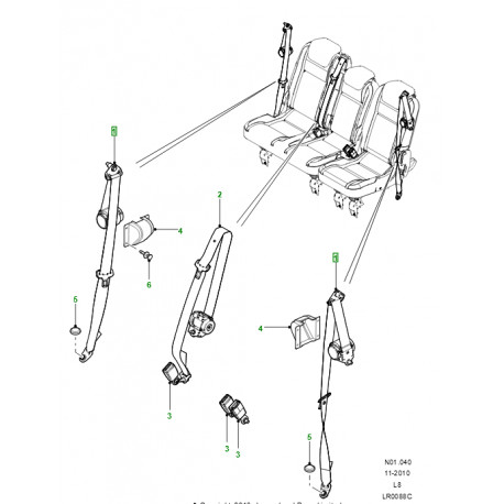 Land rover ceinture de securite Defender 90, 110 (EVL501580PMA)