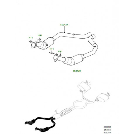 Land rover convertisseur catalytique droit  Range Sport (LR100486)